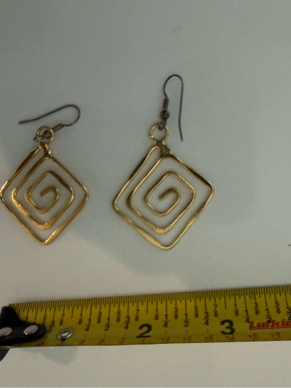 Gold Spiral Square Dangle Earrings - Women Jewelry